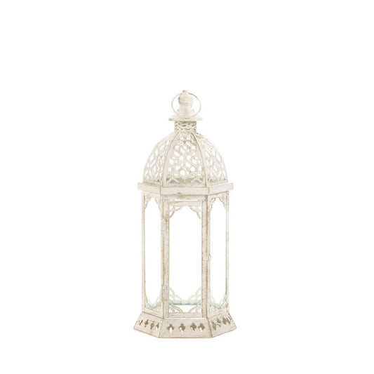GRACEFUL DISTRESSED SMALL WHITE LANTERN
