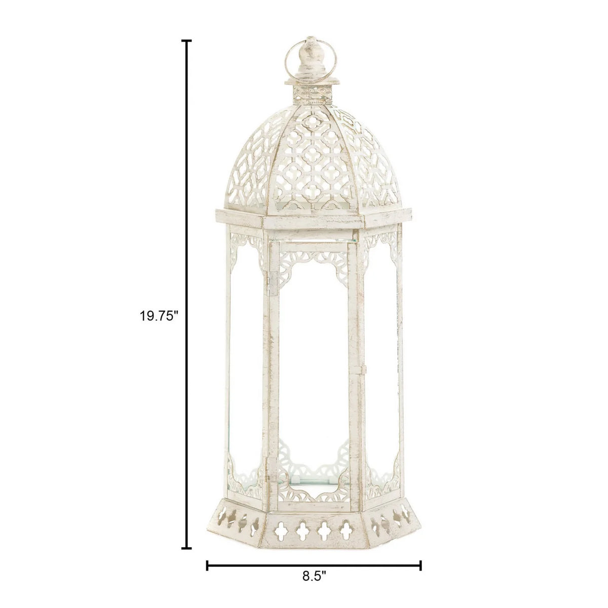 Graceful Distressed White Large Lantern