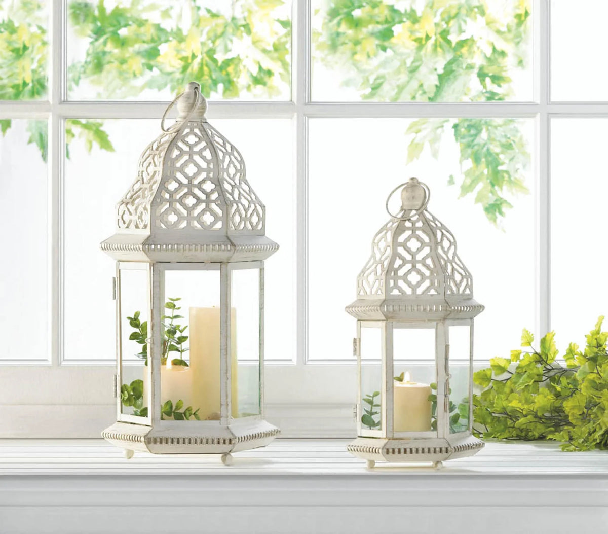 Sublime Distressed White Large Lantern