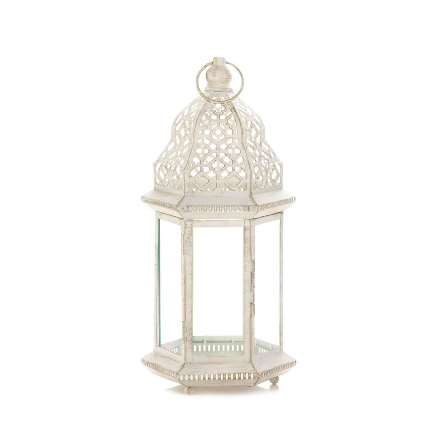 SUBLIME DISTRESSED WHITE LARGE LANTERN