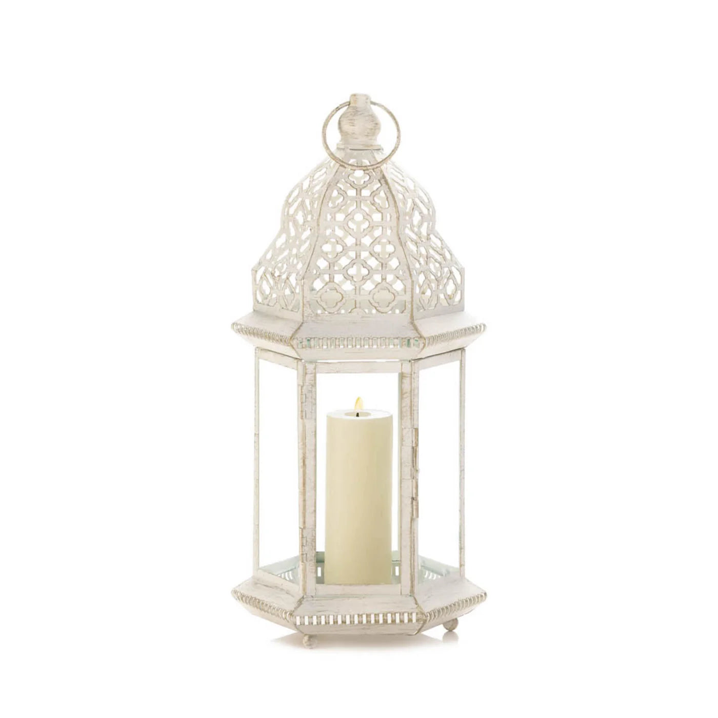 SUBLIME DISTRESSED WHITE LARGE LANTERN