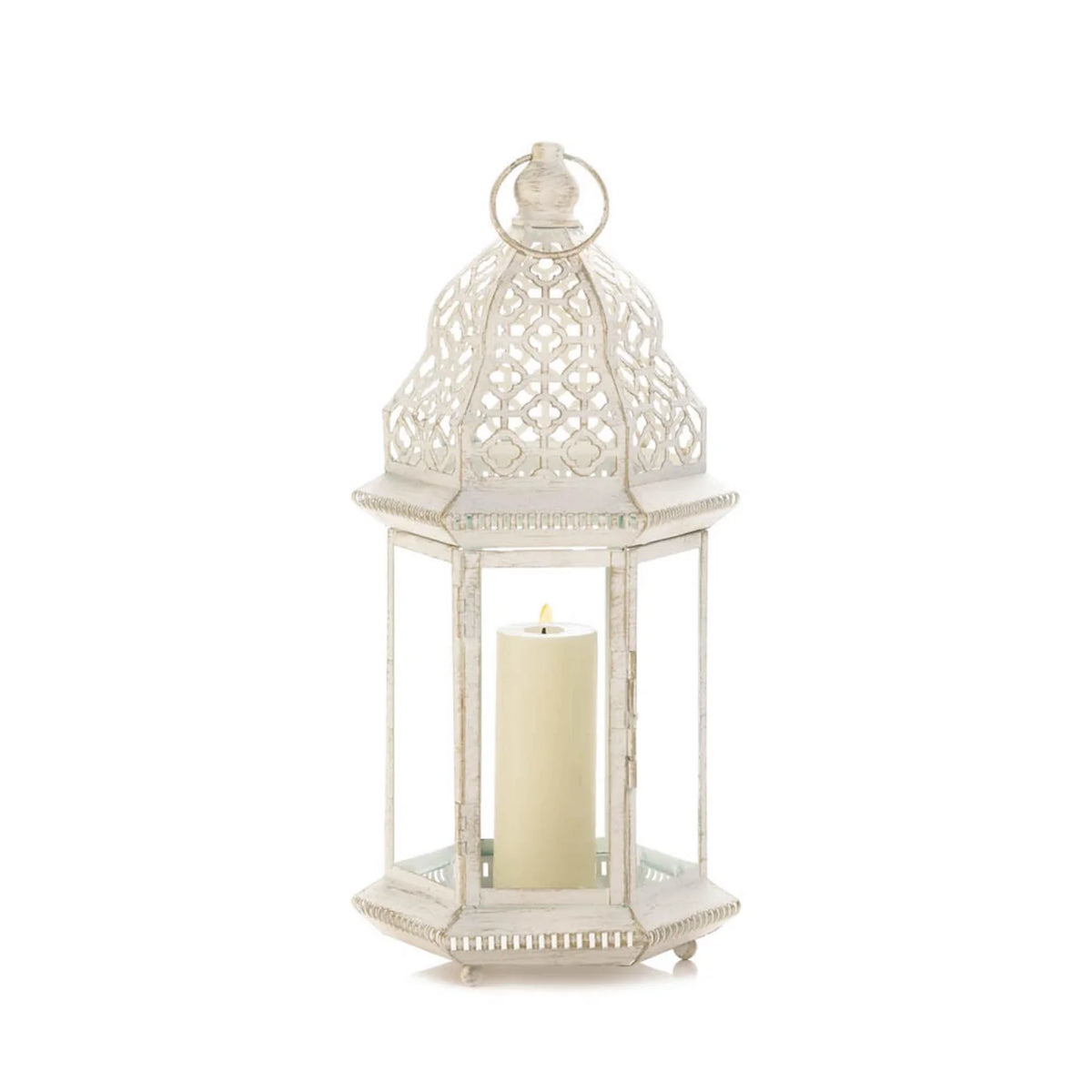 Sublime Distressed White Large Lantern