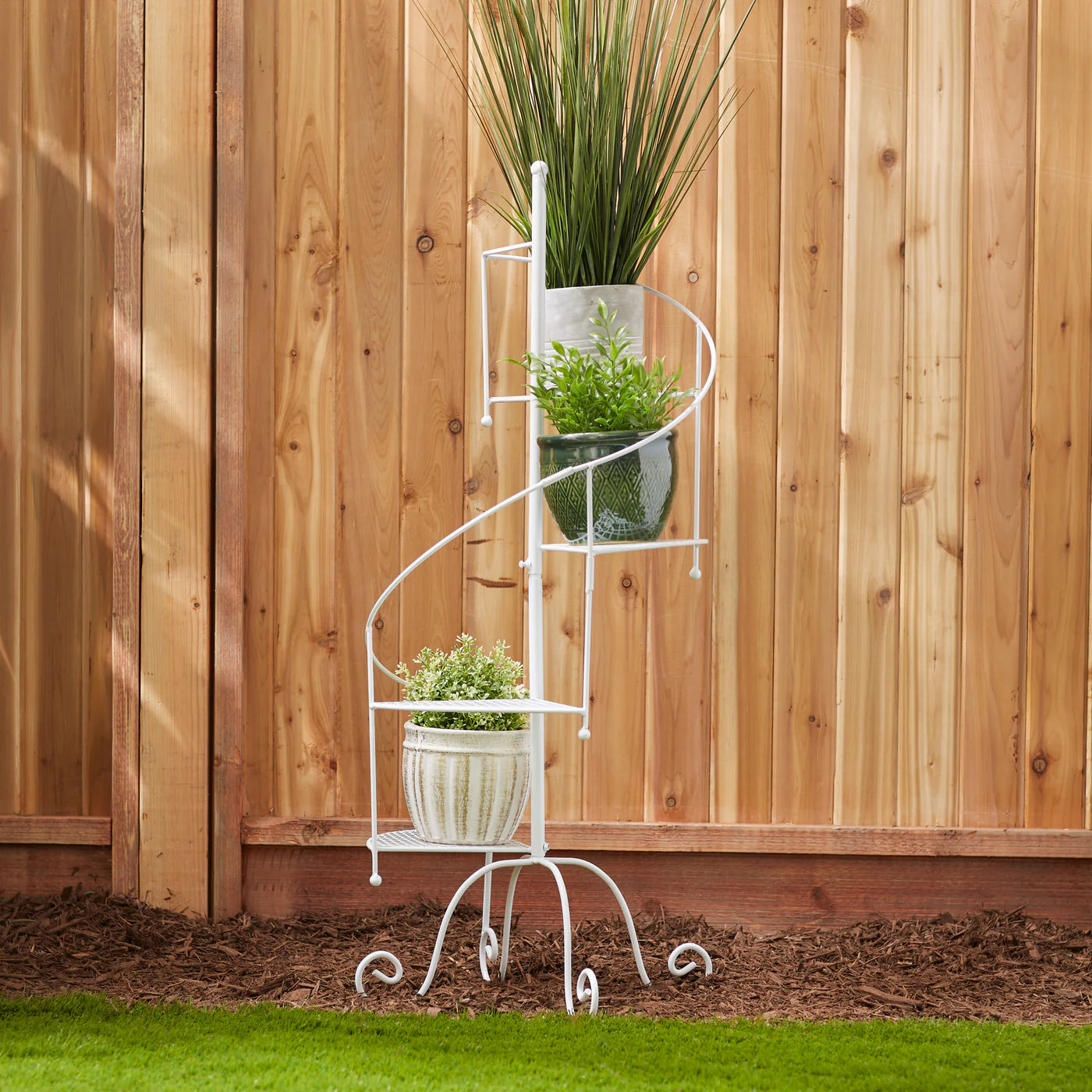 WHITE SPIRAL SHOWCASE PLANT STAND