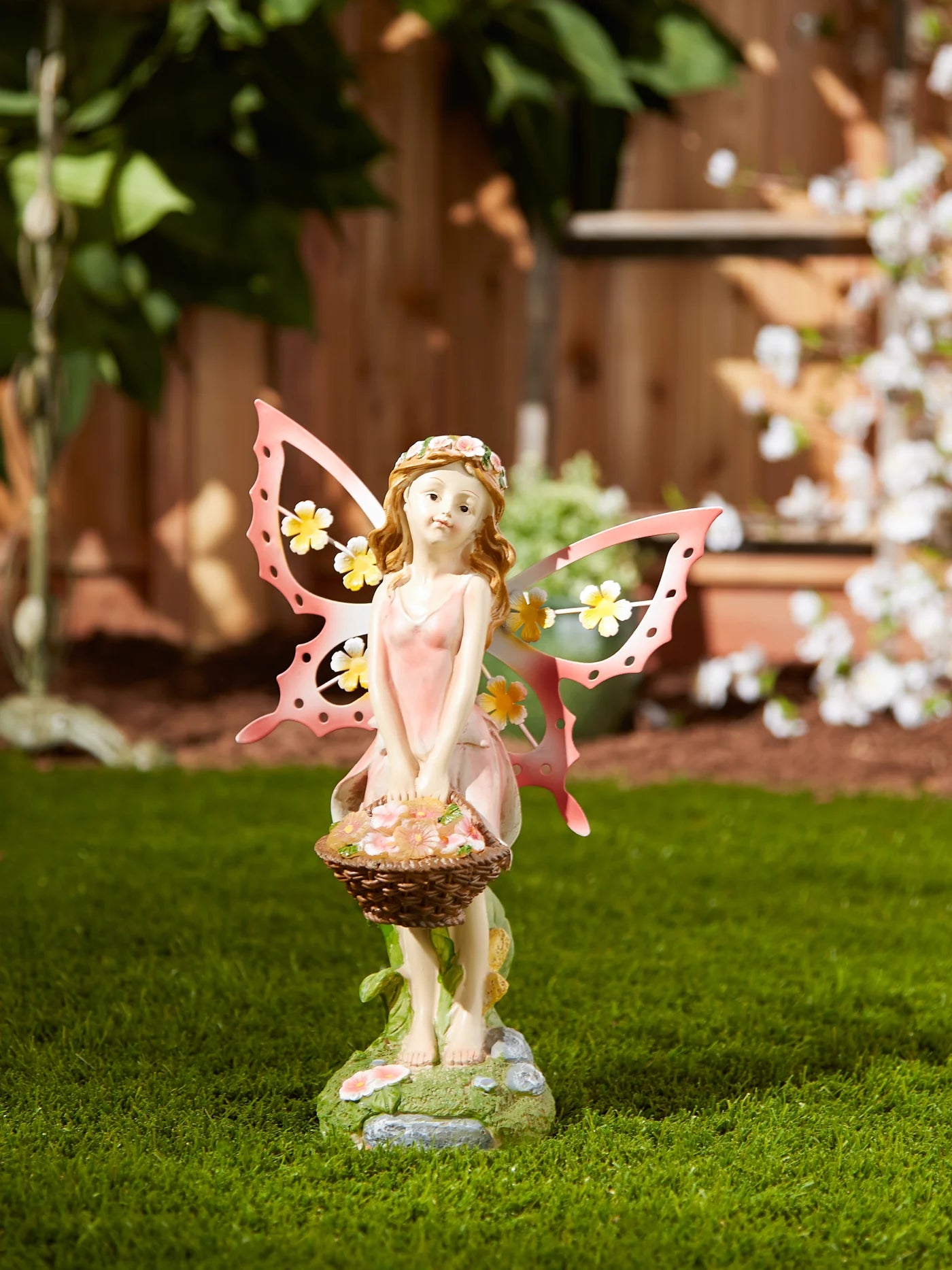 SOLAR PINK FAIRY GARDEN FIGURINE