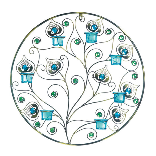 PEACOCK PLUMES CIRCULAR WALL SCONCE