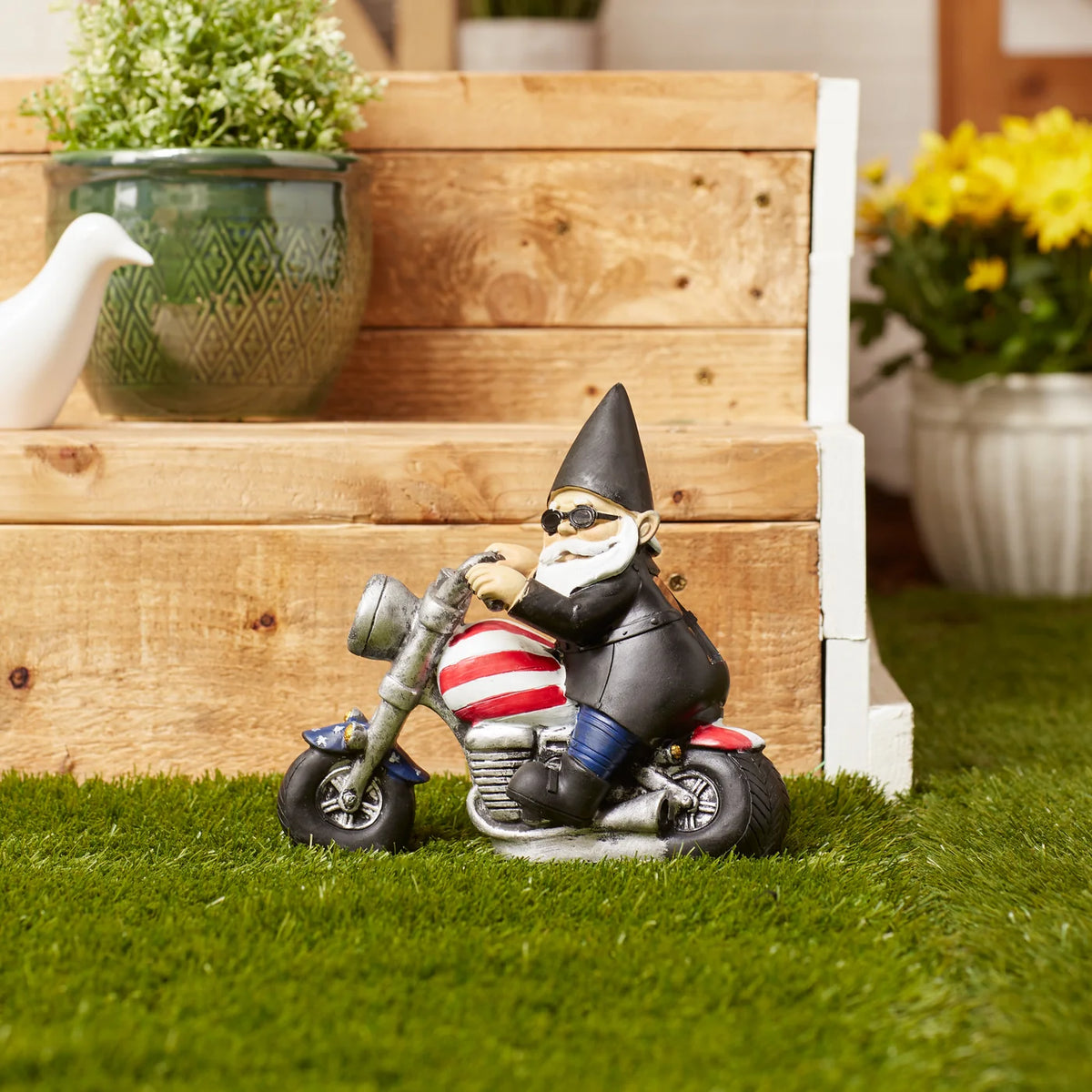 Solar Biker Gnome Figurine