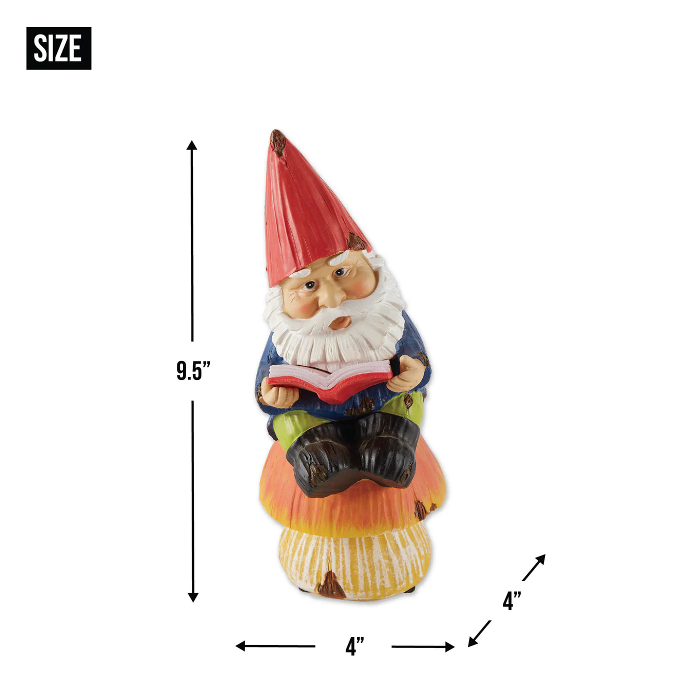 SOLAR BOOKWORM GNOME FIGURINE