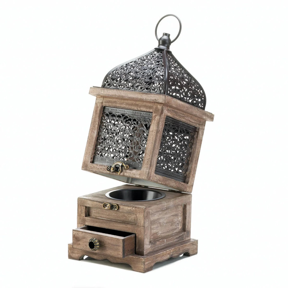 Large Flip Top Wooden Lantern
