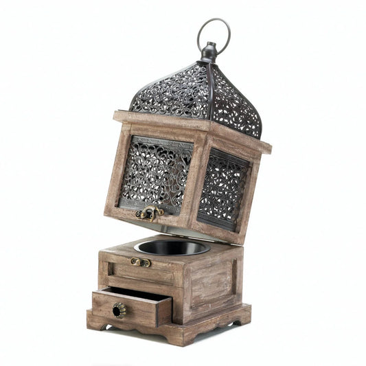 Large Flip Top Wooden Lantern