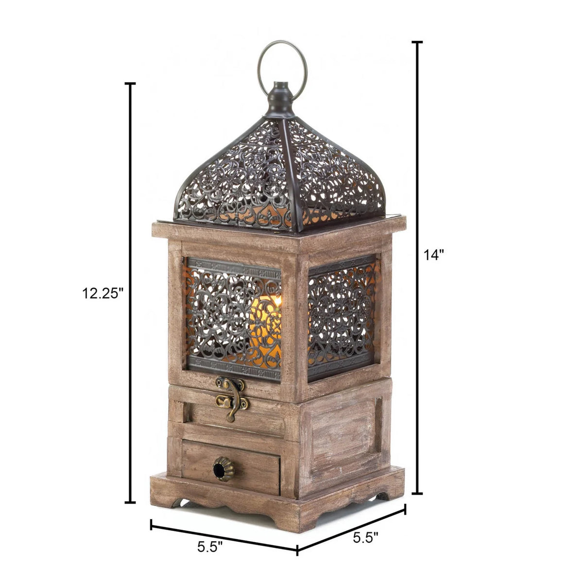 Large Flip Top Wooden Lantern