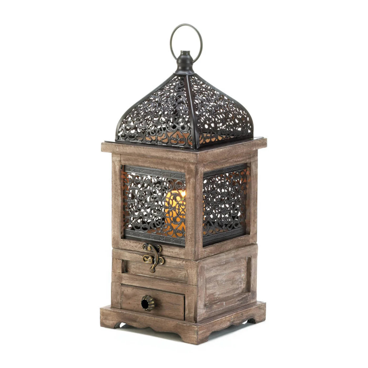 LARGE FLIP-TOP WOODEN LANTERN