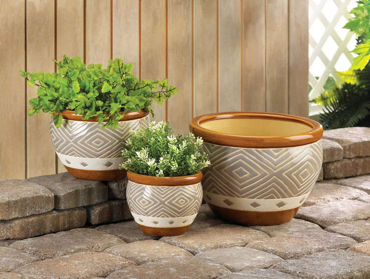 EARTH-TONE TRIM PLANTER TRIO