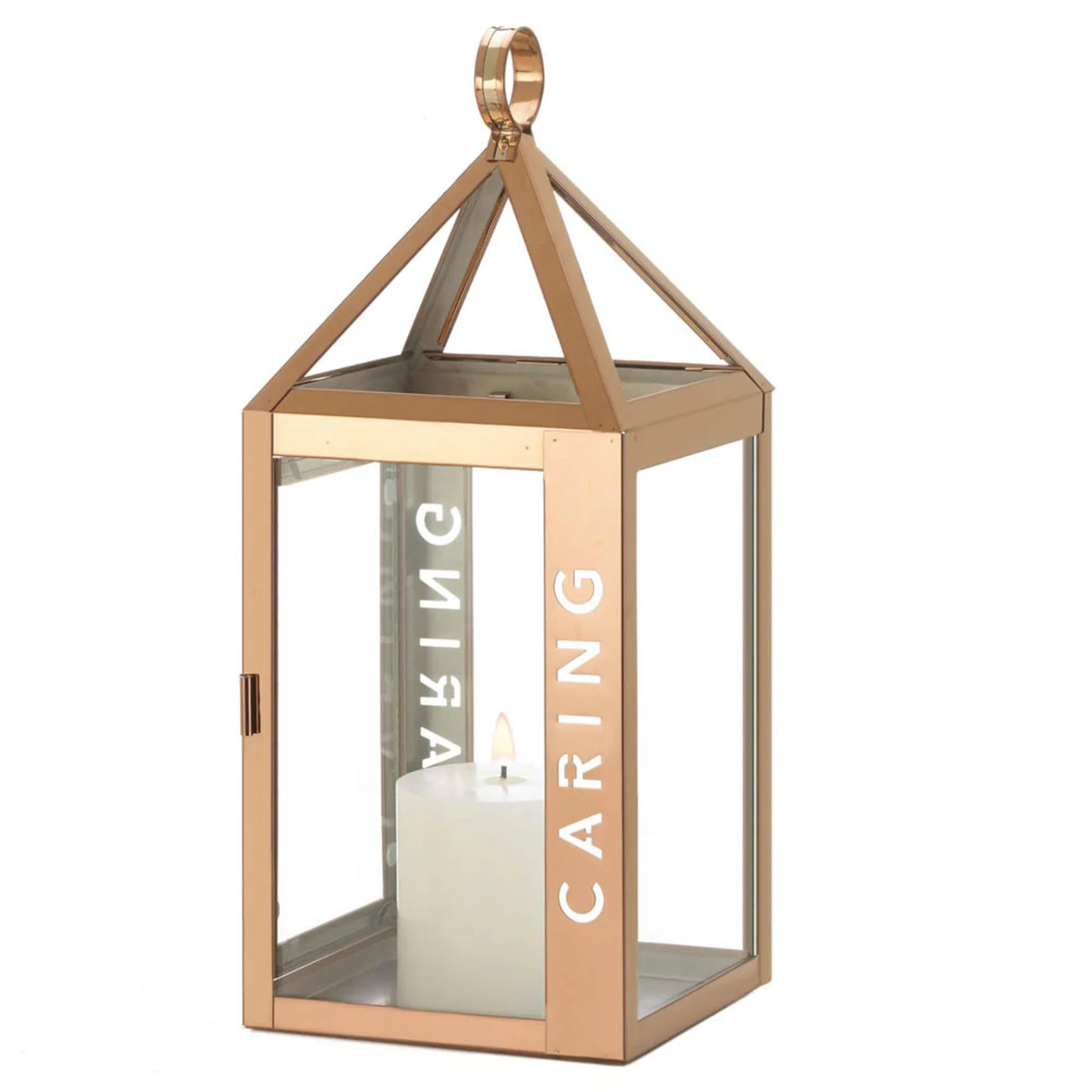 LARGE ROSE METAL CARING LANTERN