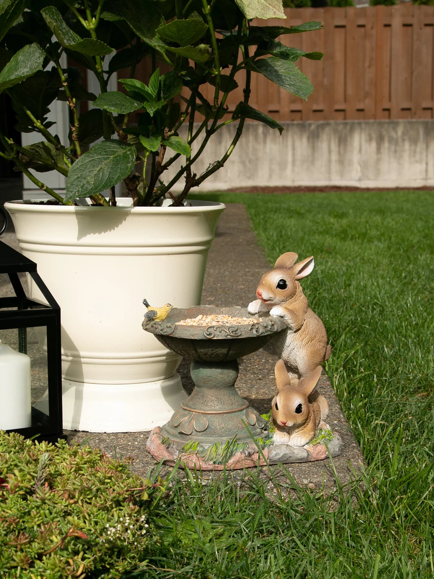 Accent Plus Playful Bunnies Resin Bird Feeder