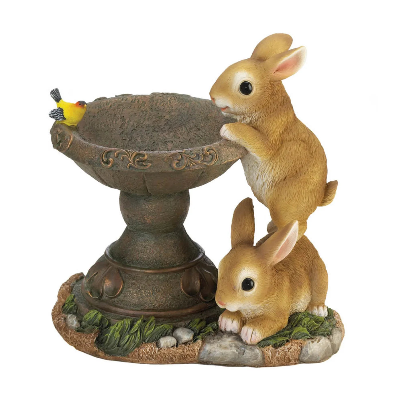 Accent Plus Playful Bunnies Resin Bird Feeder