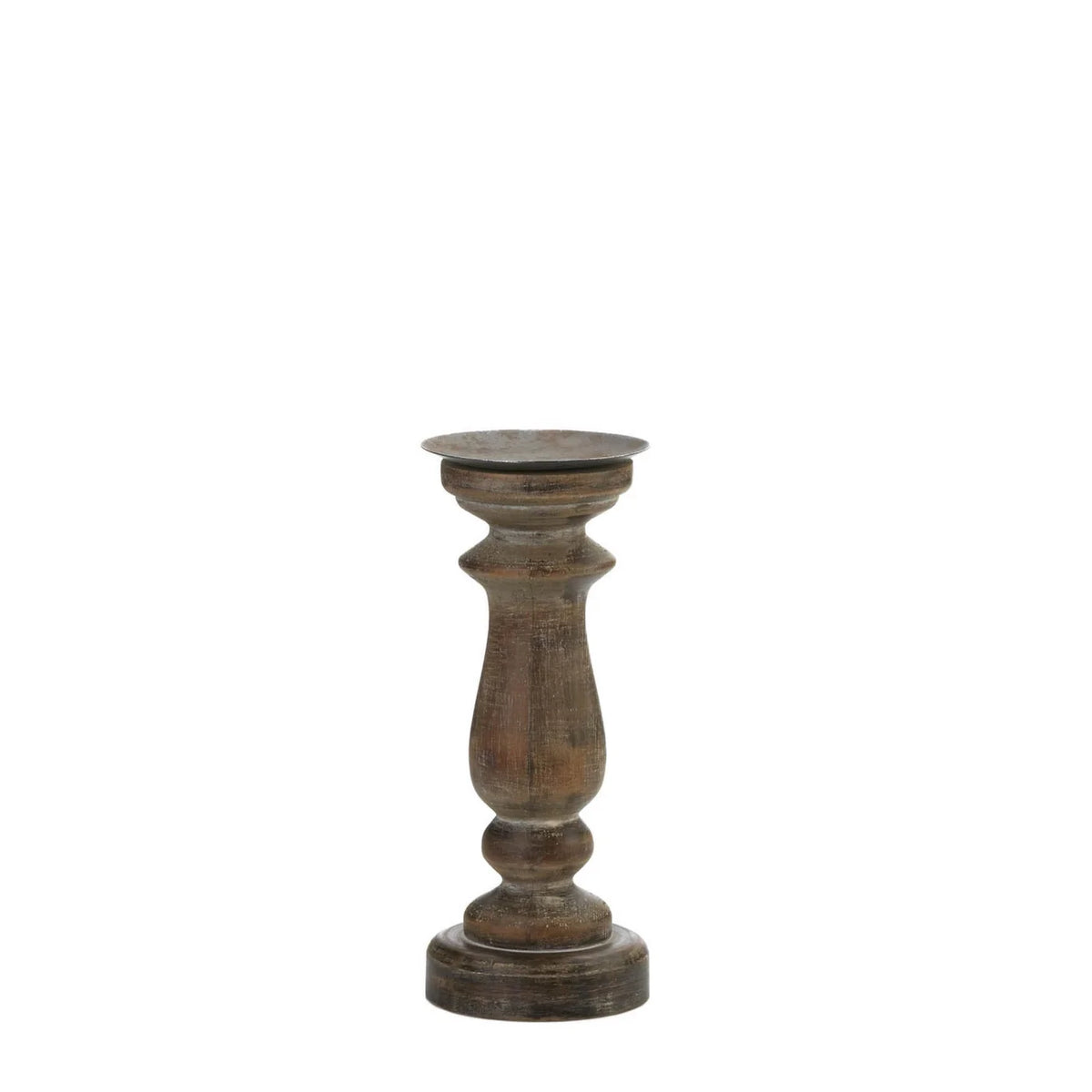 Short Antique Style Wooden Candleholder