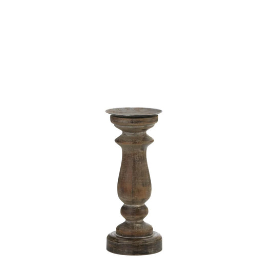 Short Antique Style Wooden Candleholder