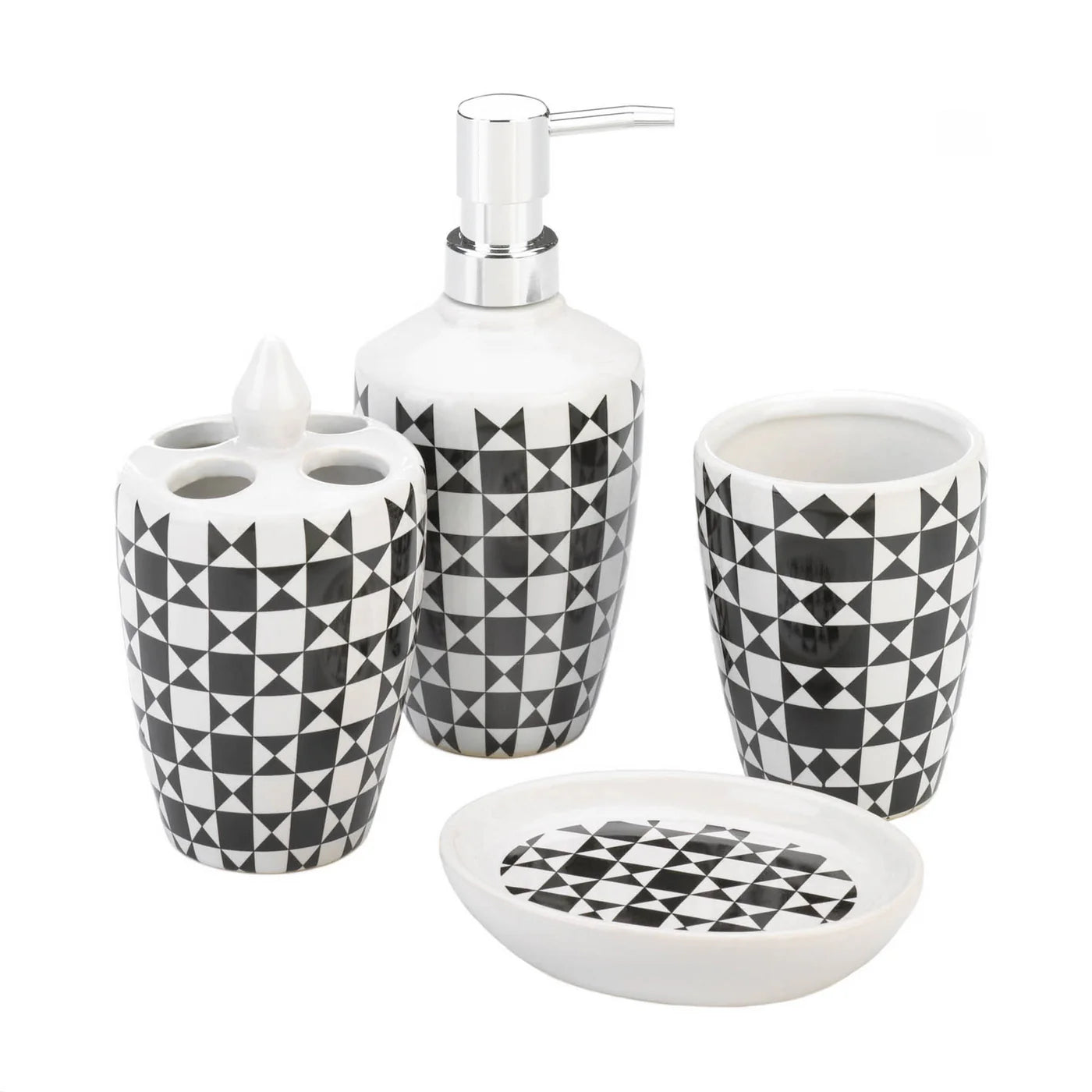 GEOMETRIC PATTERN BATH ACCESSORY SET