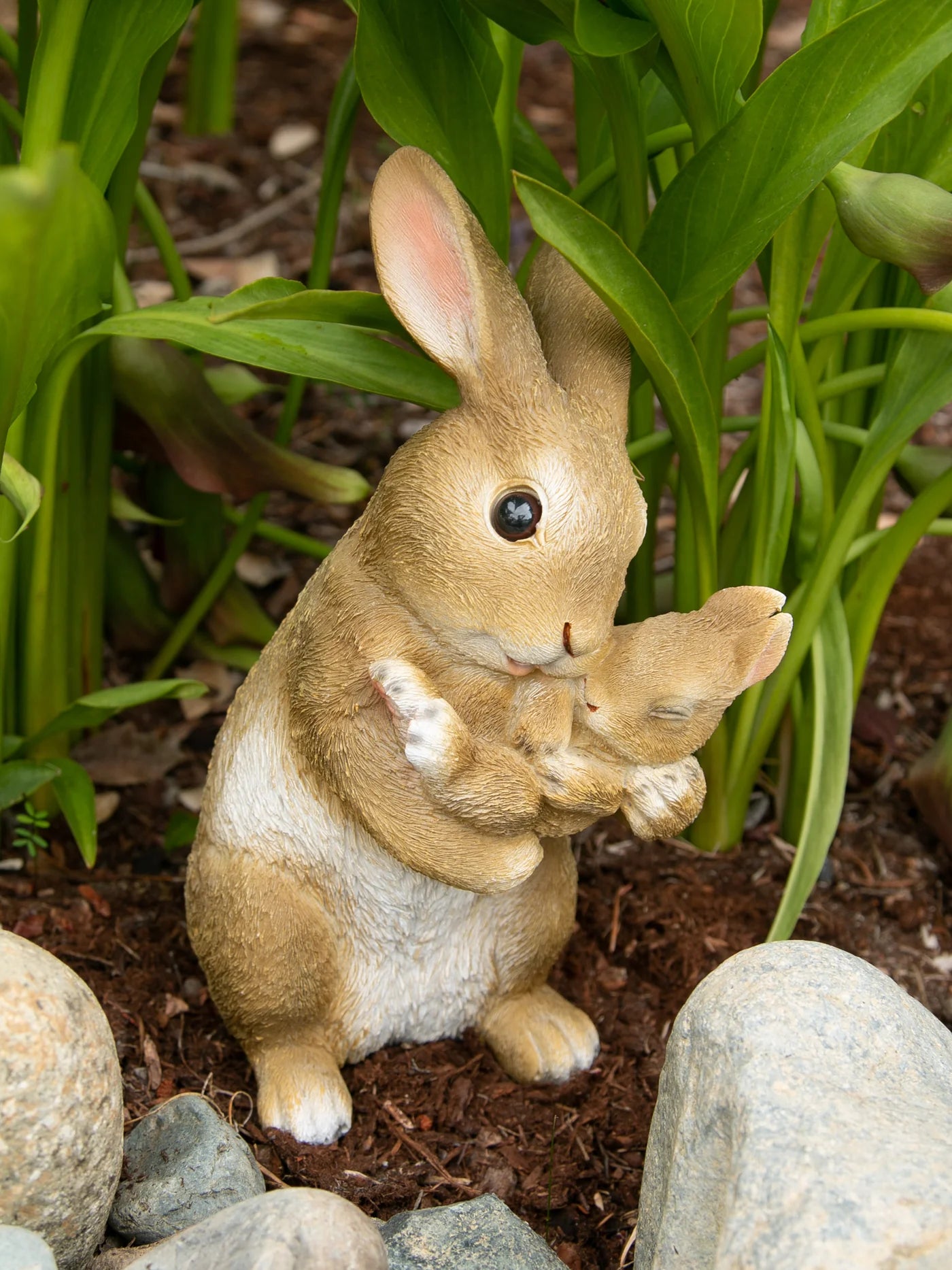 MOM AND BABY RABBIT FIGURINE
