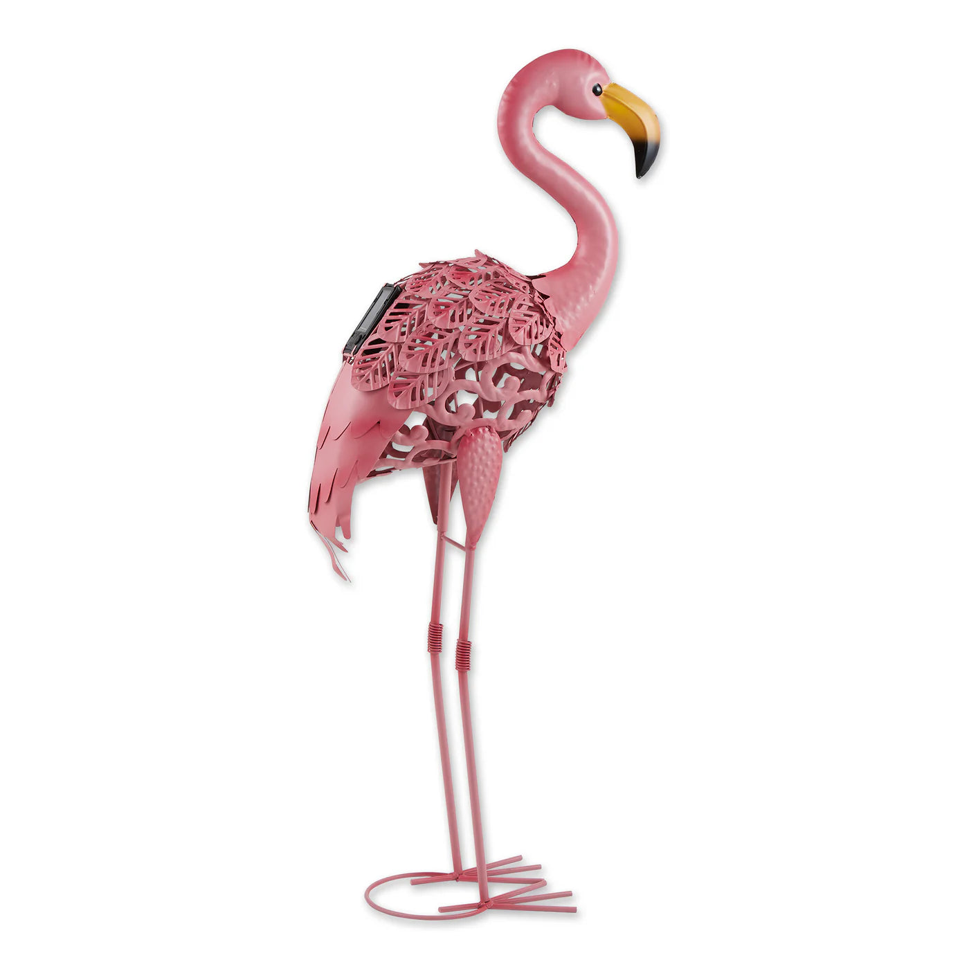 FLAMINGO STANDING TALL SOLAR METAL STATUE