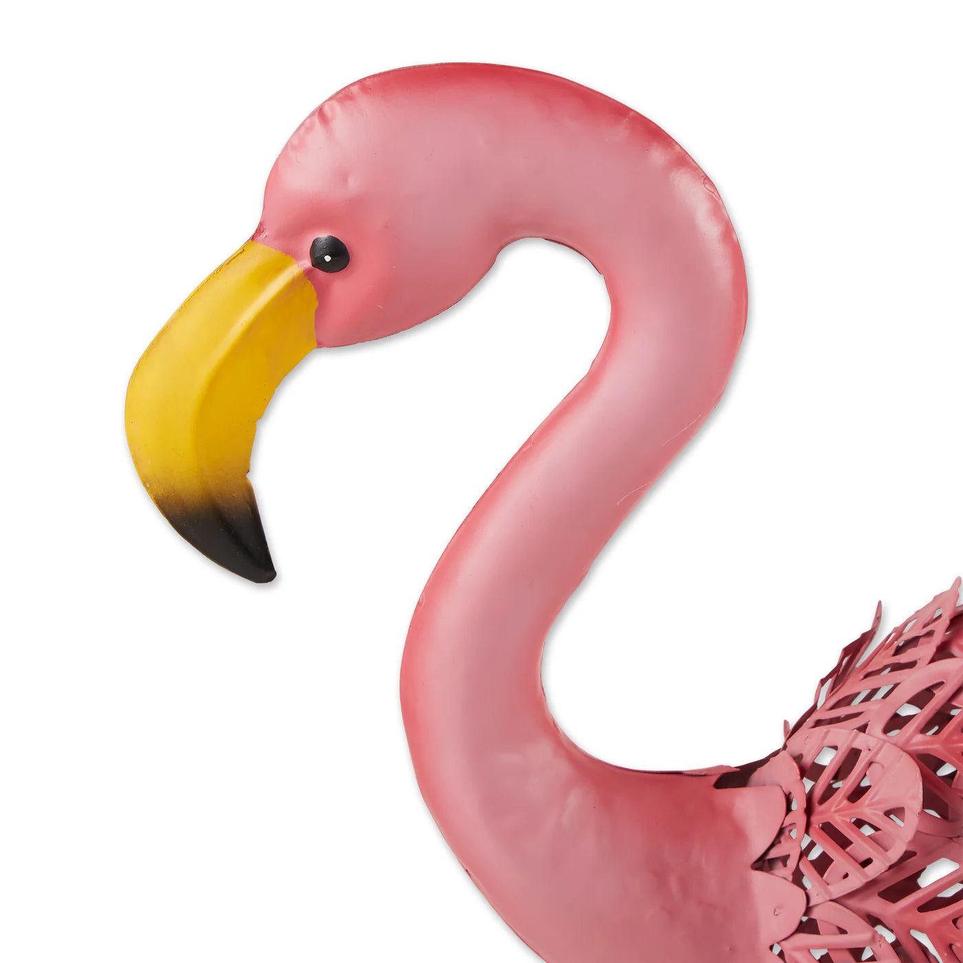 FLAMINGO LEANING SOLAR METAL STATUE