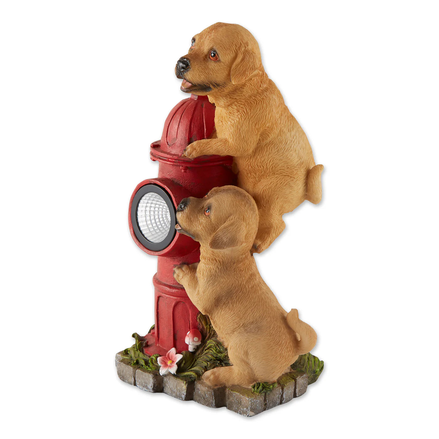 DOGS AND FIRE HYDRANT SOLAR STATUE