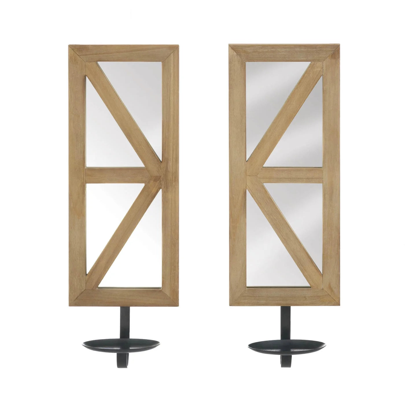 Mirrored Wood Candle Sconce