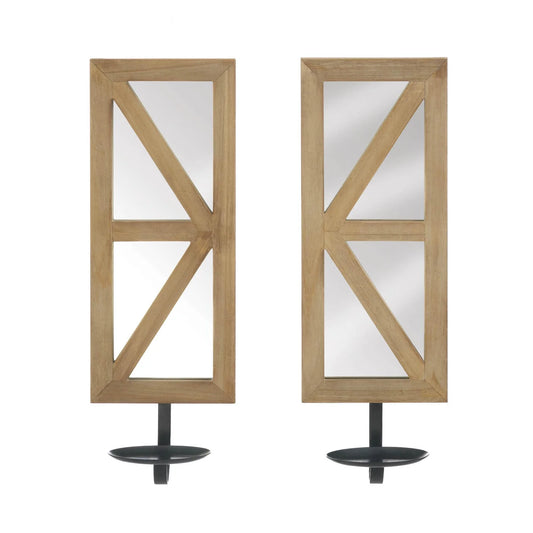 Mirrored Wood Candle Sconce
