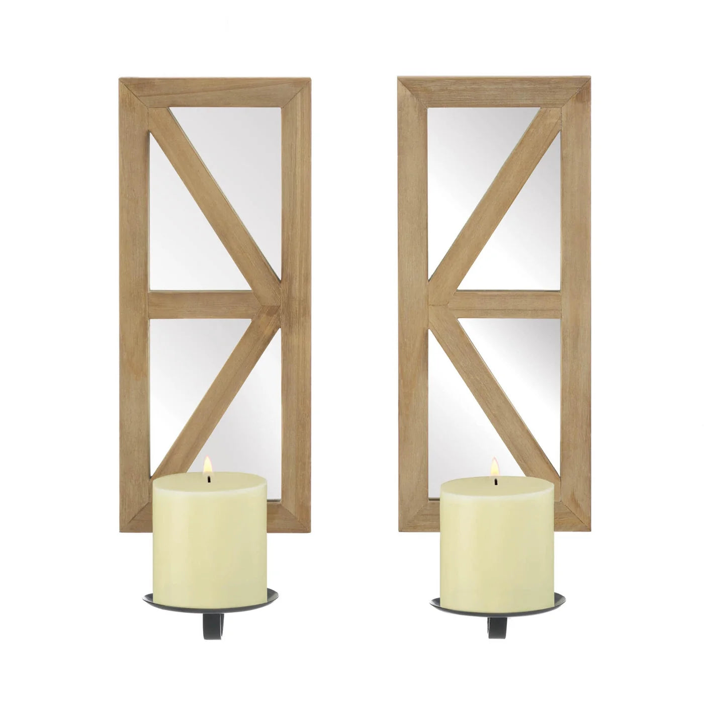 Mirrored Wood Candle Sconce