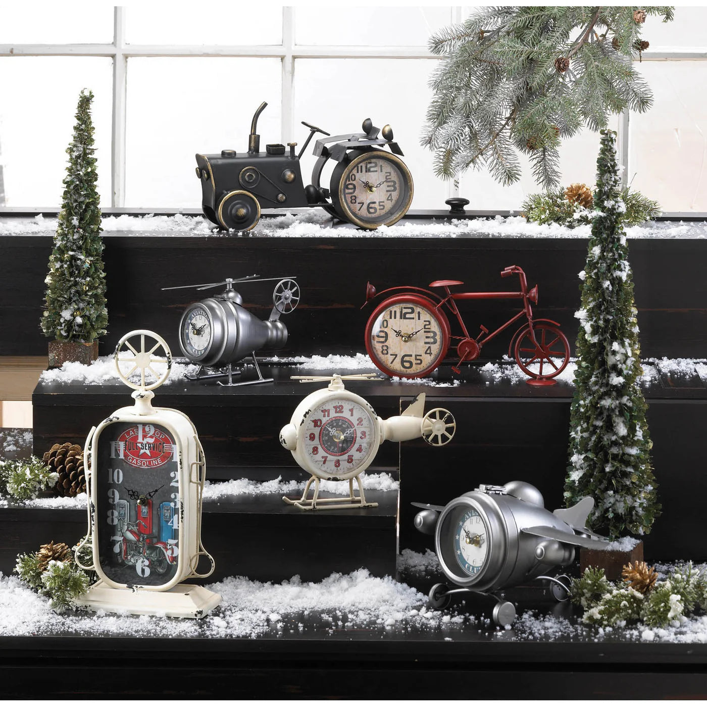 SILVER HELICOPTER DESK CLOCK