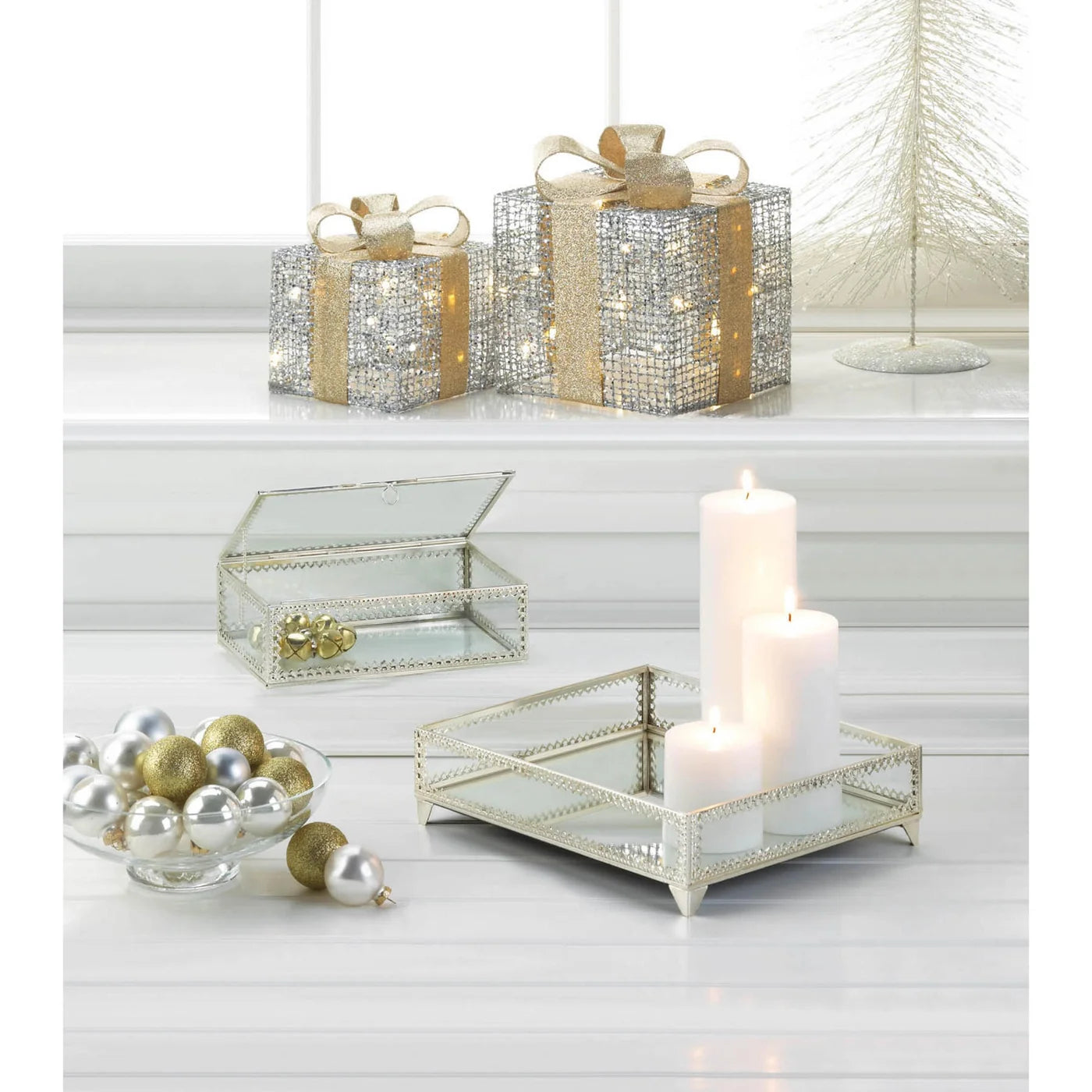 Silver Trim Glass Tray