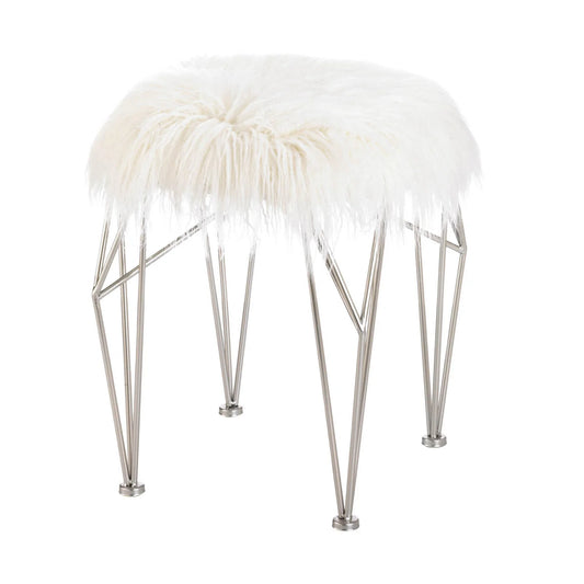 FUR STOOL WITH PRISM LEGS
