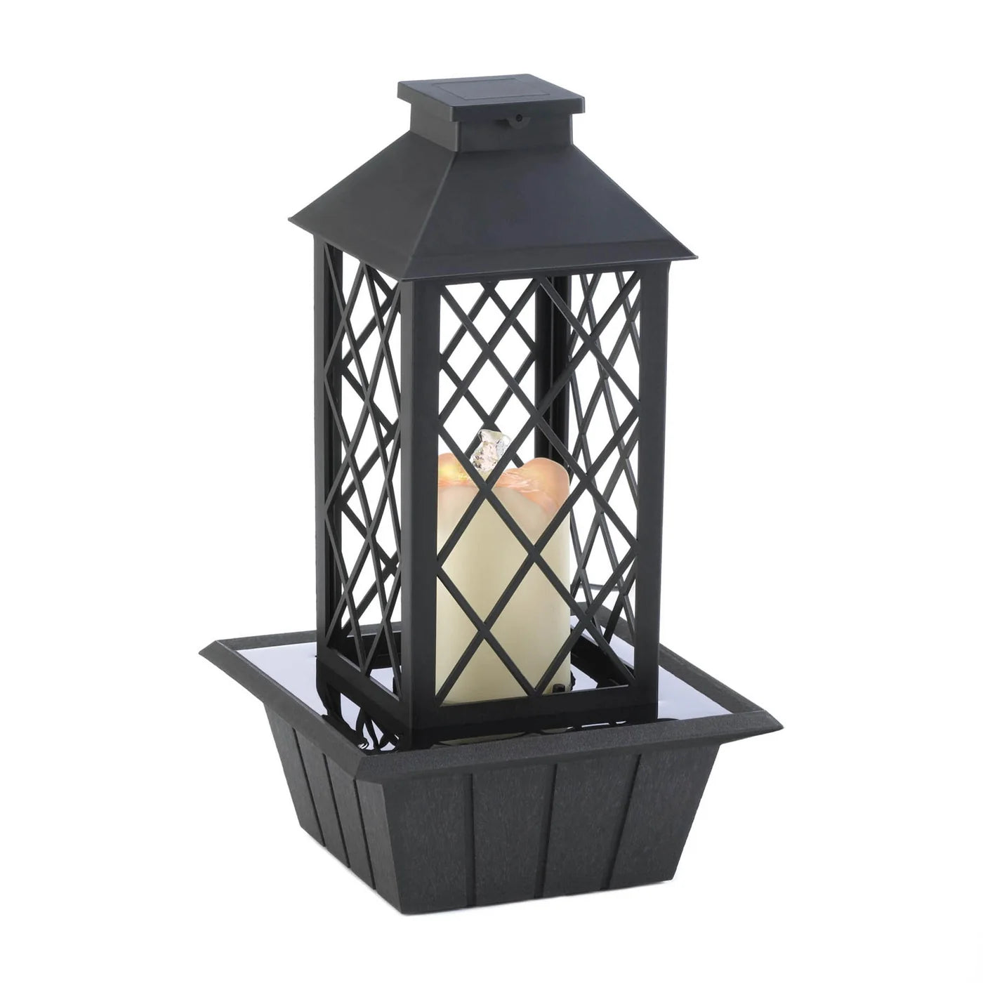 Black Lantern Tabletop Fountain w/ Pump