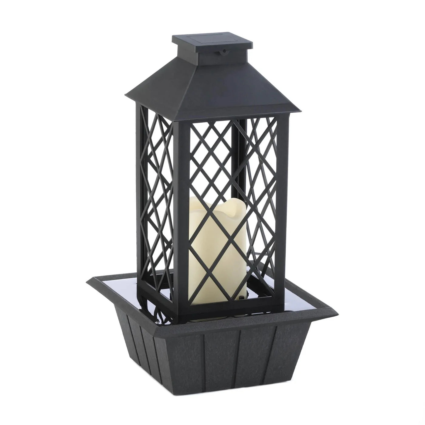 Black Lantern Tabletop Fountain w/ Pump