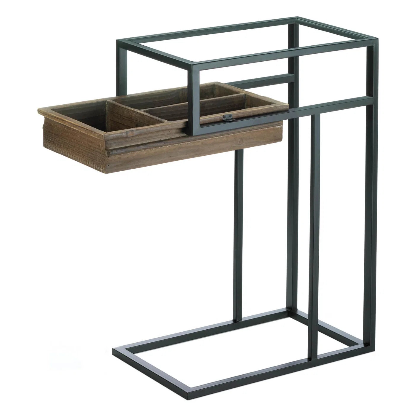 Side Table with Pull Out Drawer & Glass Top