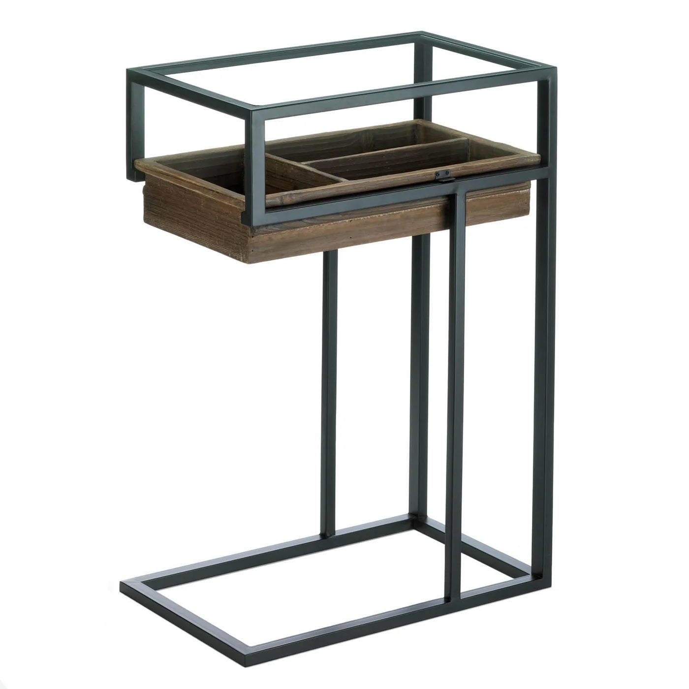 Side Table with Slide Out Drawer & Glass Top