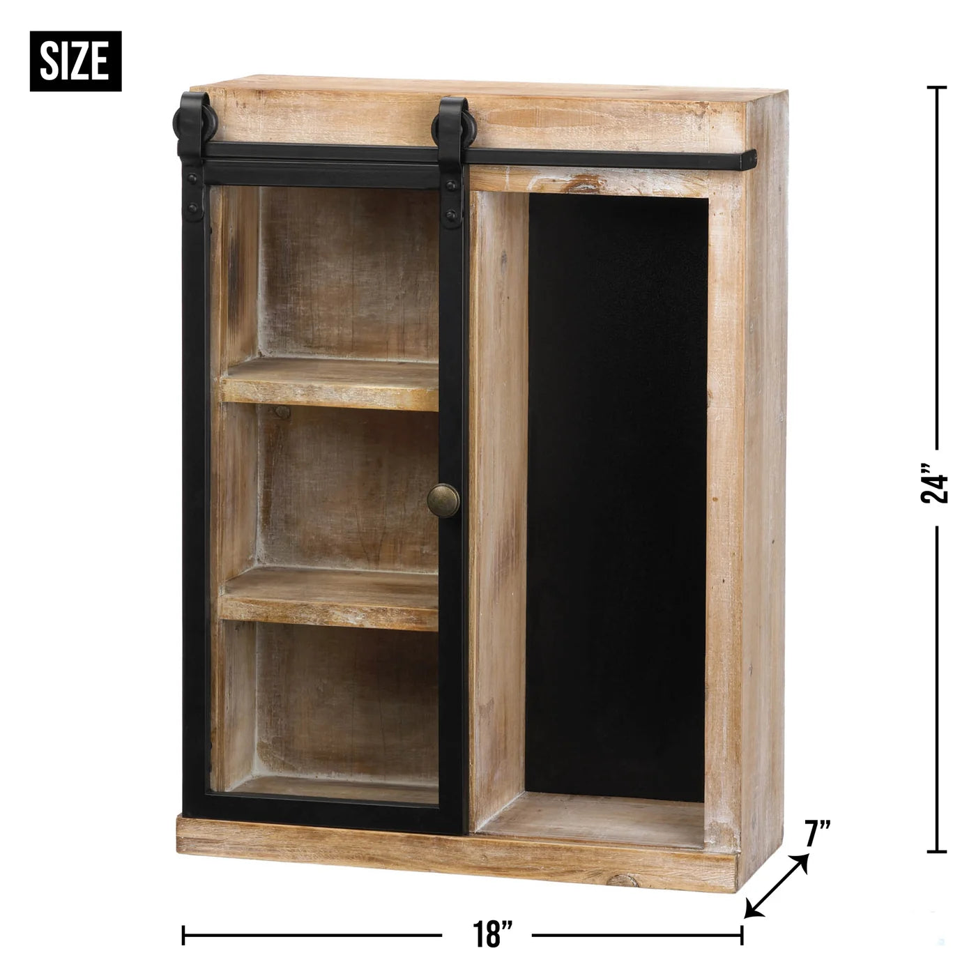 Wall Shelf with Glass Barn Door
