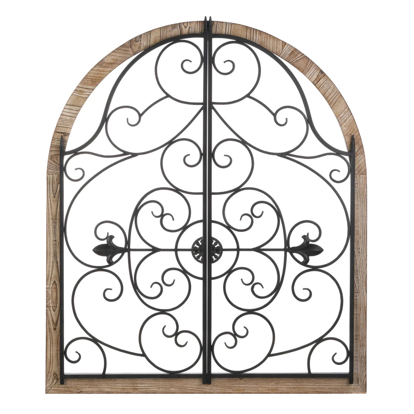 ARCHED WOOD AND IRON WALL DÉCOR