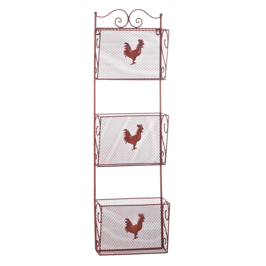 RED ROOSTER TRIPLE BASKET ORGANIZER