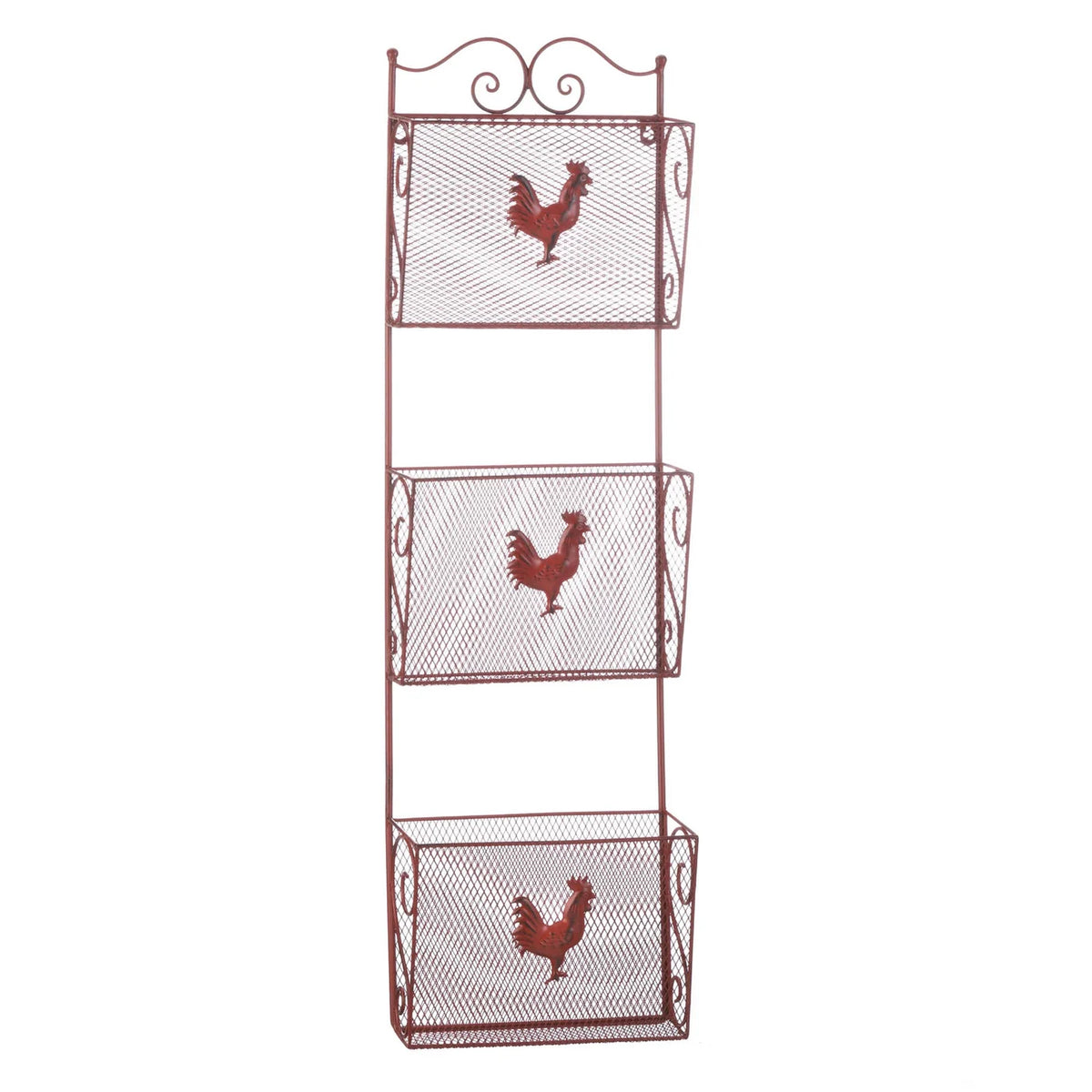 Red Rooster Triple Basket Organizer