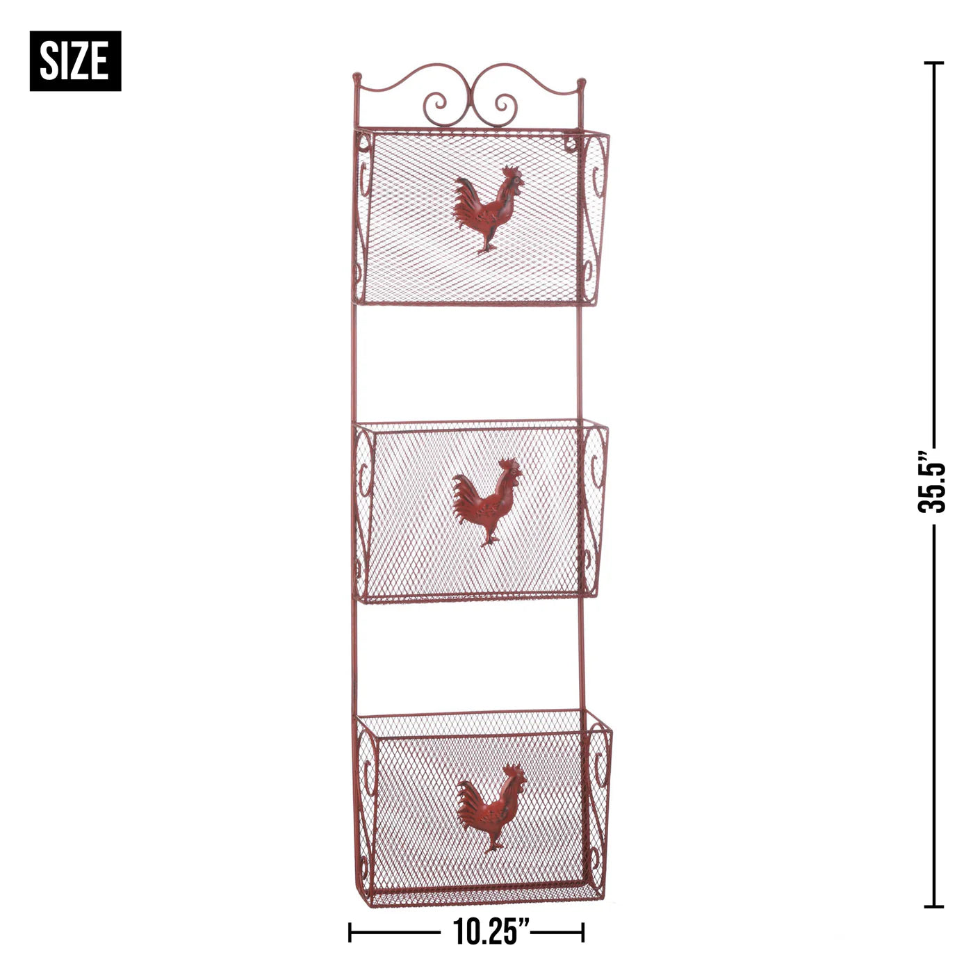 RED ROOSTER TRIPLE BASKET ORGANIZER
