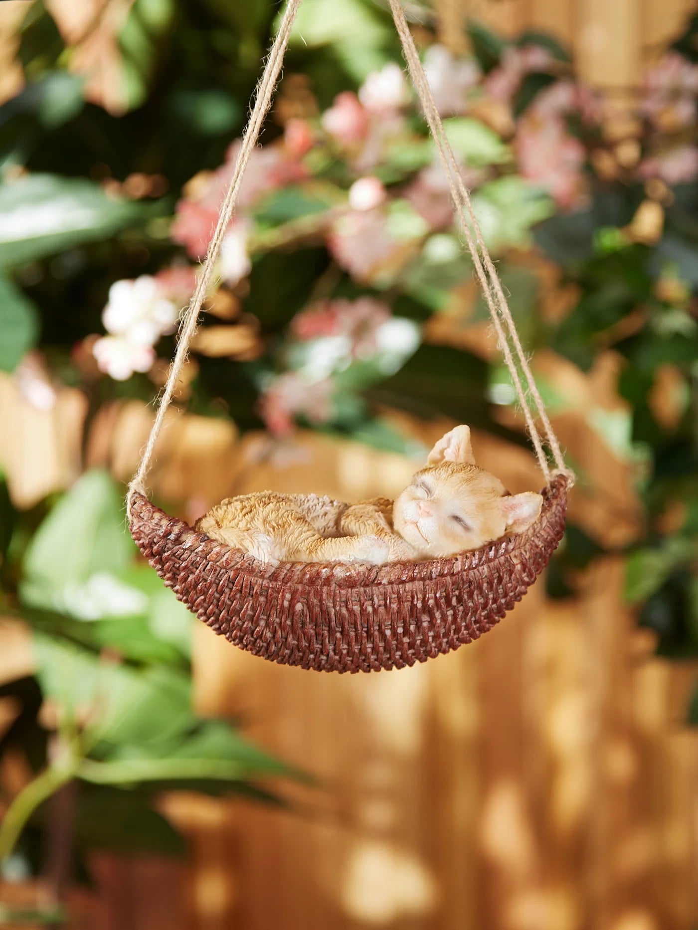NAPPING CAT ON HAMMOCK FIGURINE