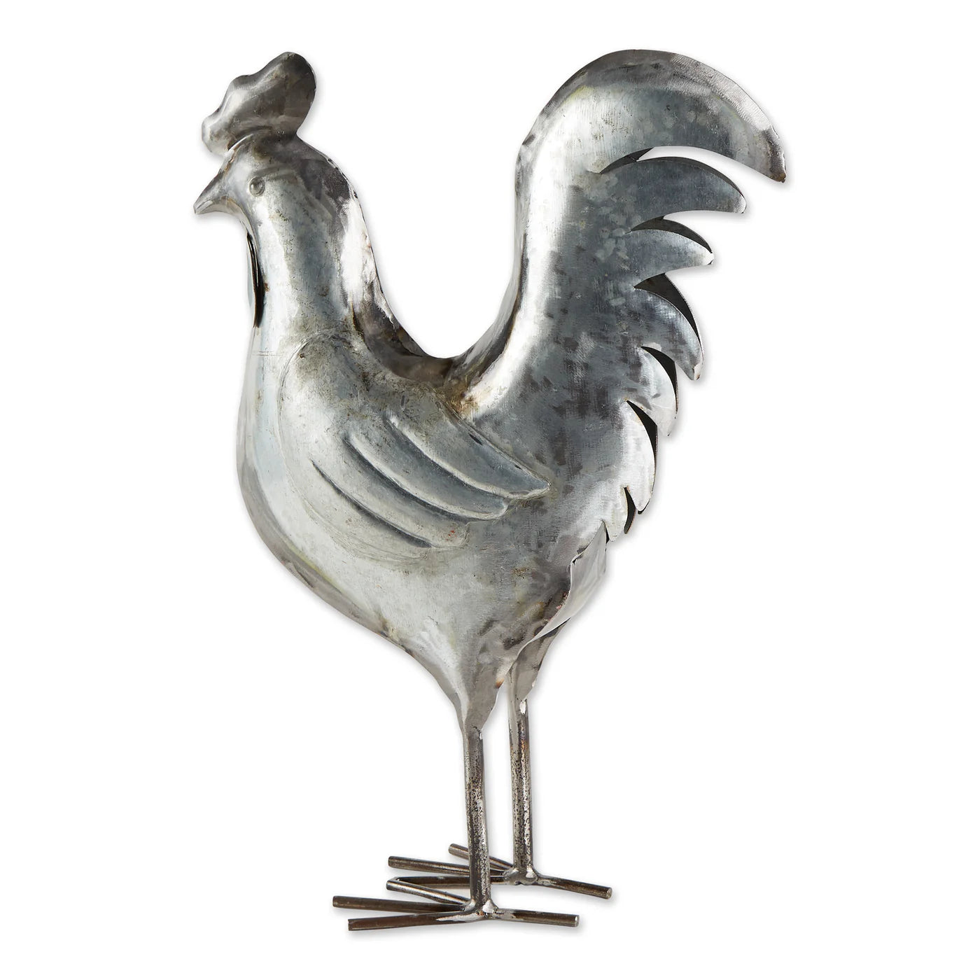 GALVANIZED ROOSTER SCULPTURE