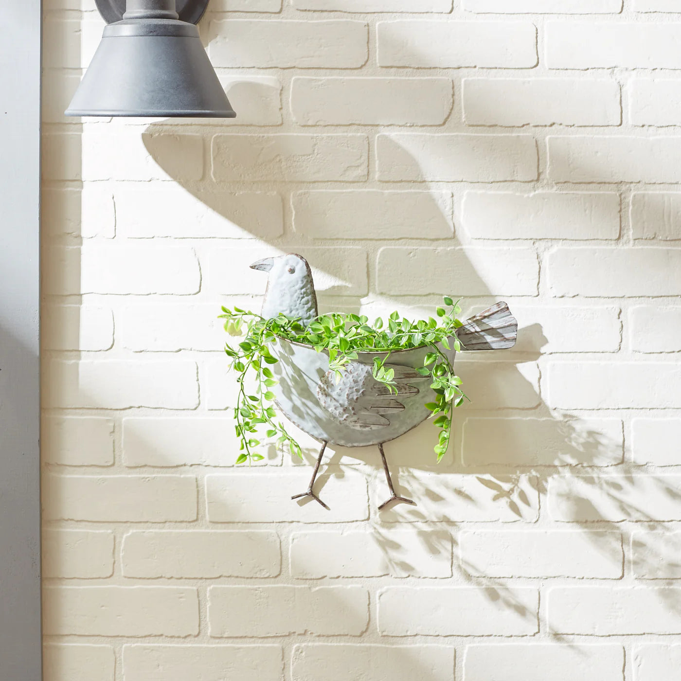 BIRD GALVANIZED WALL PLANTER