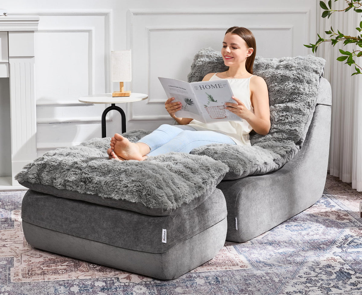 Hobestluk Small Couch Sofa Chaise Lounge Chair Recliner Chair with Footrest