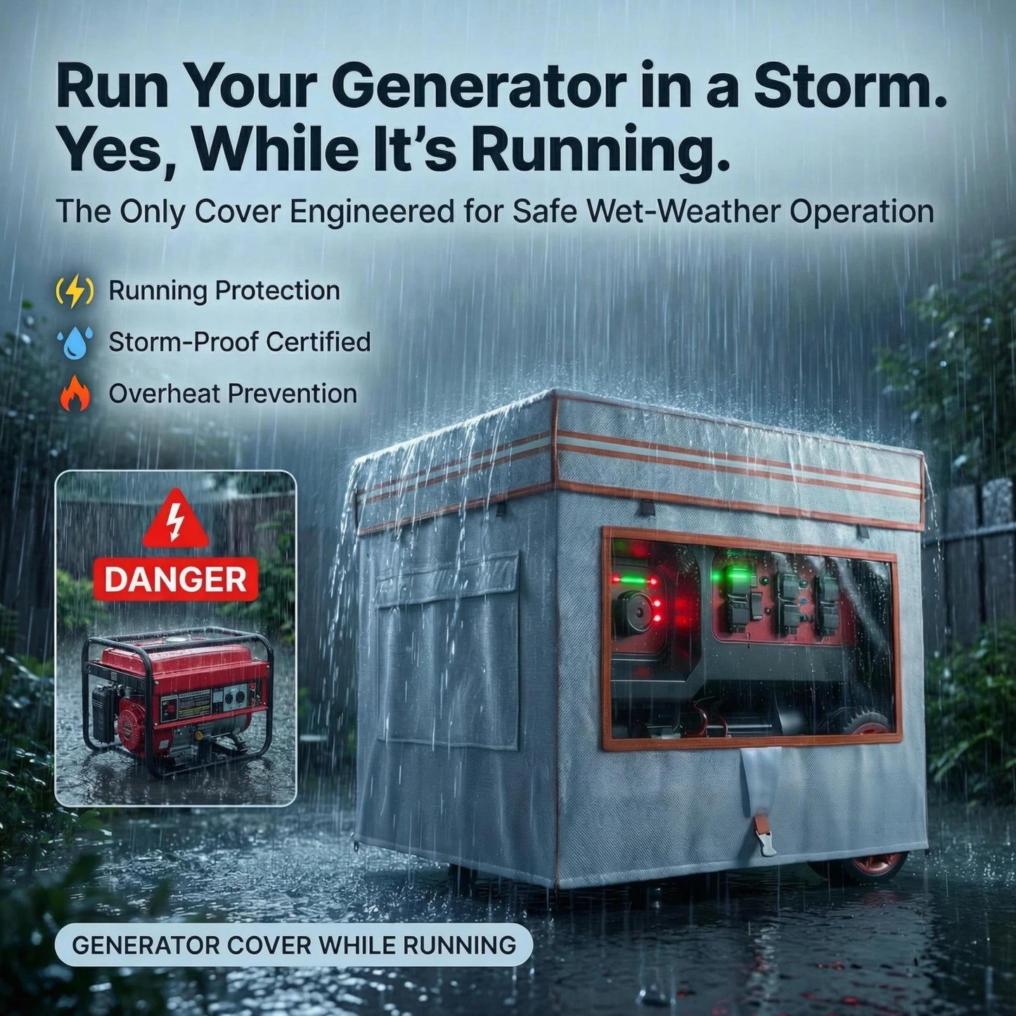 Generator Cover While Running - Heavy Duty Waterproof Generator Enclosure for Most 5000-10000 Watt Outdoor Portable Generators, Compatible with Predator, Westinghouse, Champion,32X24X24In. Beige