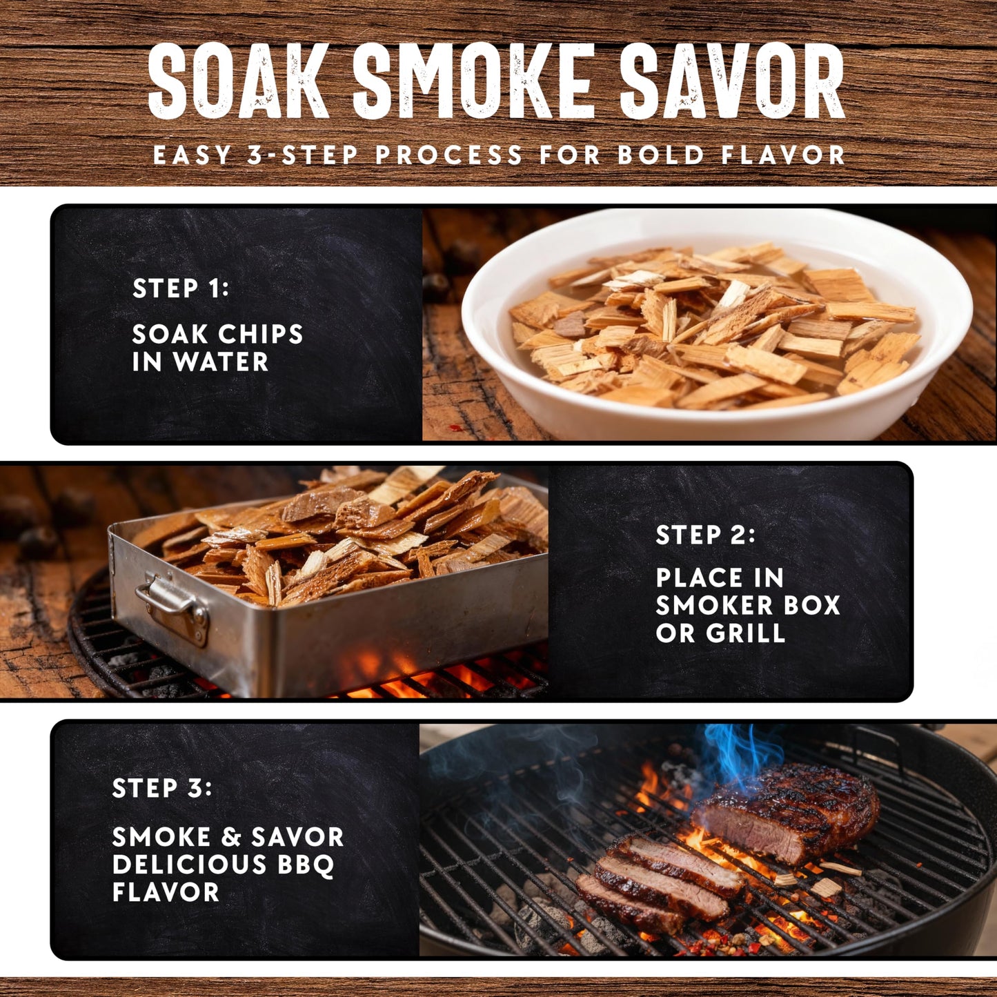 Wood Smoker Chips Bundle of 3 Flavors - Apple, Mesquite & Hickory Wood Chips by Mr. Bar-B-Q, Can be Used on Gas & Charcoal Grill, Variety of Flavors for Smokers, Grilling, BBQ, Camping(3 x 1.8 Lb Bag)