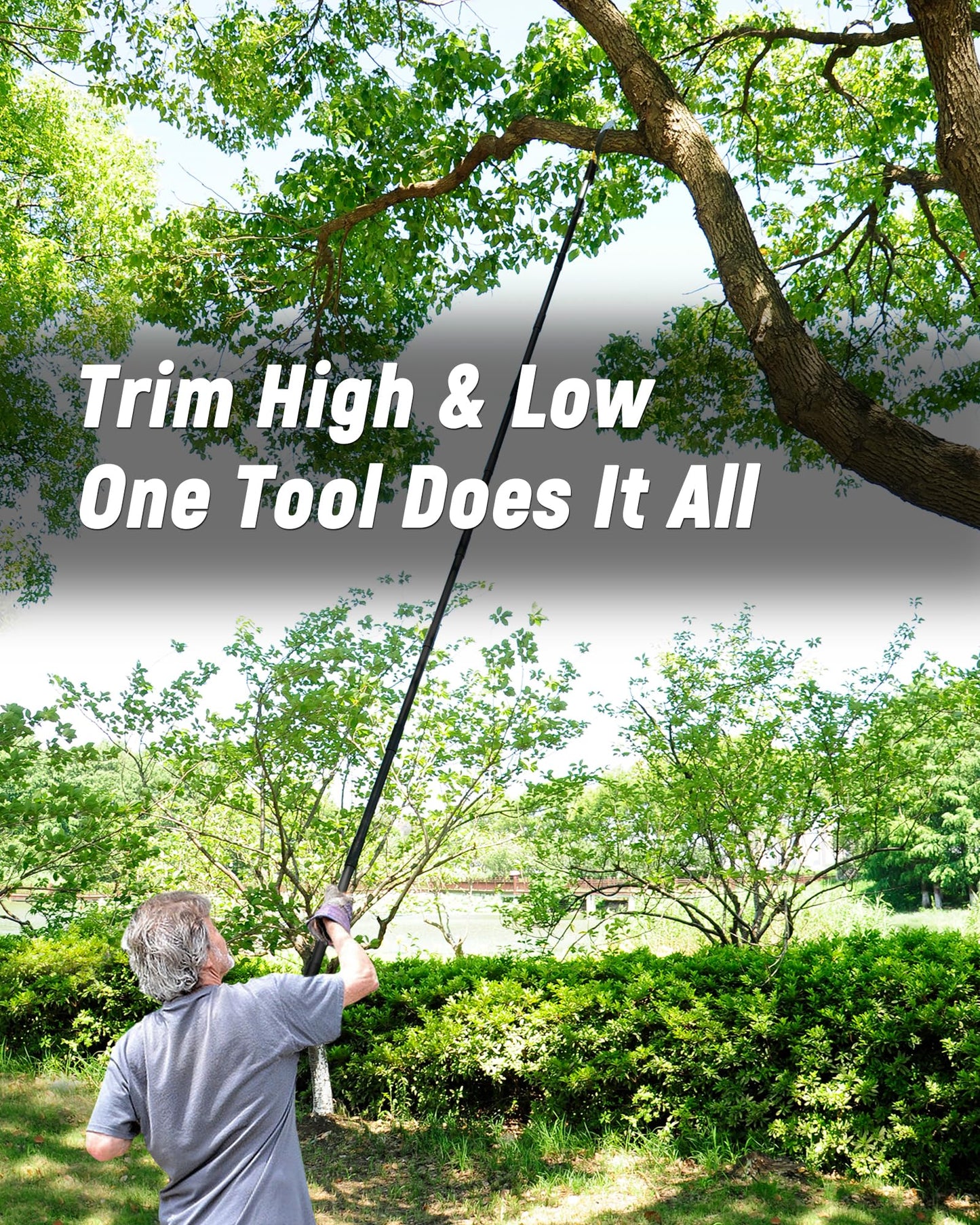 BlumeTrec 14.5FT Pole Saw with Adjustable Length for Tree Trimming, Lightweight Manual Pruning Saw with Mn Steel Blade, Long Extension Branch Cutter Pole Pruner for Yard, Garden, Patio & Forestry Use