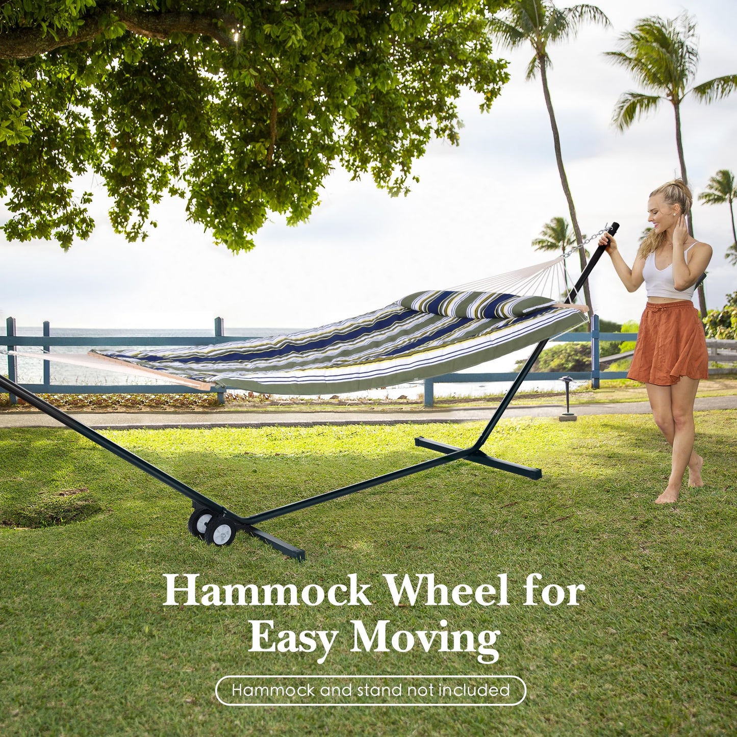 SUNCREAT Hammock Wheel Kit for Hammock Stand, Weather Resistant Portable Universal Stand Wheel for Outdoor Use, Black