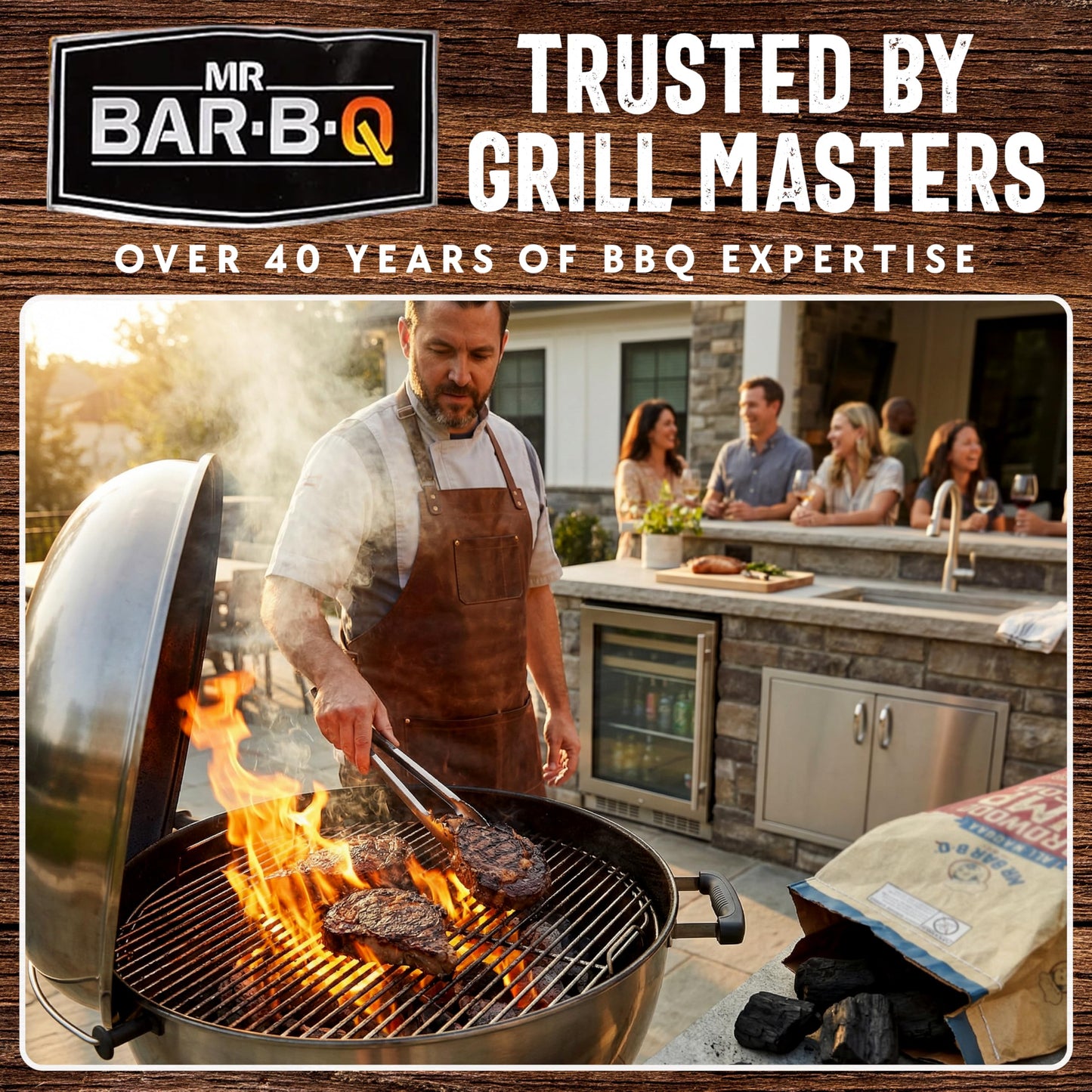 8 LB. All Natural Hardwood Lump Charcoal by Mr. Bar-B-Q - Premium Natural Charcoal for Grilling, BBQ, Smoking, Kamado & Kettle Grills - Burns Hotter & Longer - Smoky Flavor, Low Ash & Easy to Light